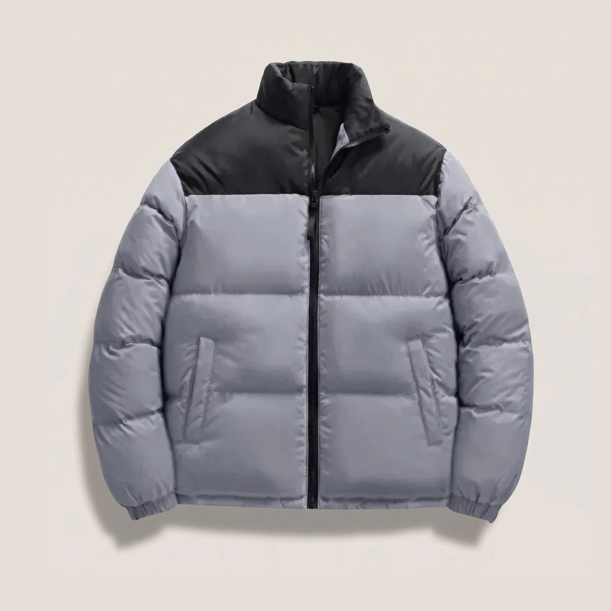 Beheizte Winterjacke BergHeat Massiv in Grau mit schwarzer Schulterpartie