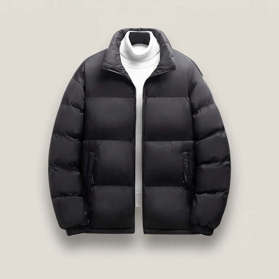 Beheizte Winterjacke BergHeat Massiv in Schwarz, Steppjacke mit Stehkragen